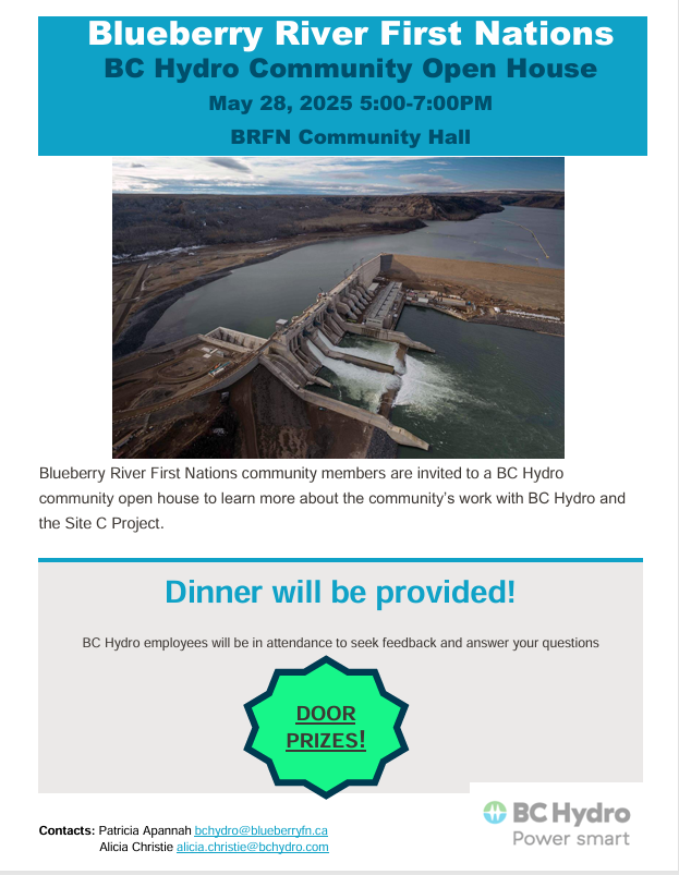 BC HYDRO COMMUNITY OPEN HOUSE - Blueberry River First Nations